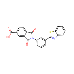 O=C(O)c1ccc2c(c1)C(=O)N(c1cccc(-c3nc4ccccc4s3)c1)C2=O ZINC000001174931