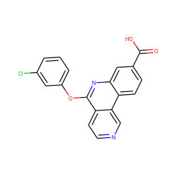 O=C(O)c1ccc2c(c1)nc(Oc1cccc(Cl)c1)c1ccncc12 ZINC000073219188