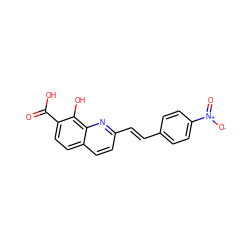 O=C(O)c1ccc2ccc(/C=C/c3ccc([N+](=O)[O-])cc3)nc2c1O ZINC000005933153