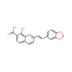 O=C(O)c1ccc2ccc(/C=C/c3ccc4c(c3)OCO4)nc2c1O ZINC000027524866