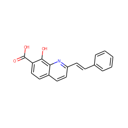 O=C(O)c1ccc2ccc(/C=C/c3ccccc3)nc2c1O ZINC000005934038