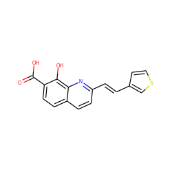 O=C(O)c1ccc2ccc(/C=C/c3ccsc3)nc2c1O ZINC000005933577