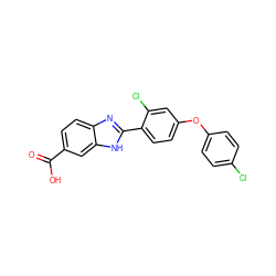 O=C(O)c1ccc2nc(-c3ccc(Oc4ccc(Cl)cc4)cc3Cl)[nH]c2c1 ZINC000038466601