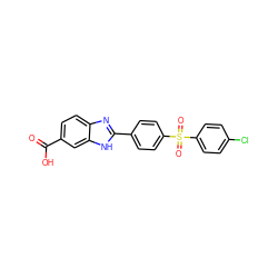 O=C(O)c1ccc2nc(-c3ccc(S(=O)(=O)c4ccc(Cl)cc4)cc3)[nH]c2c1 ZINC000034390348