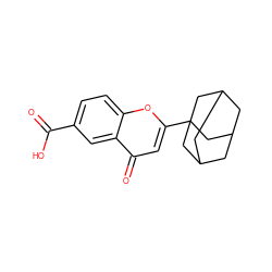 O=C(O)c1ccc2oc(C34CC5CC(CC(C5)C3)C4)cc(=O)c2c1 ZINC000013581686