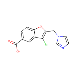 O=C(O)c1ccc2oc(Cn3ccnc3)c(Cl)c2c1 ZINC000029391516