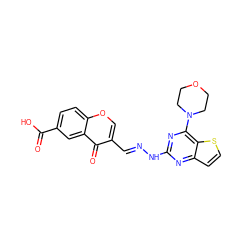 O=C(O)c1ccc2occ(/C=N/Nc3nc(N4CCOCC4)c4sccc4n3)c(=O)c2c1 ZINC000299857137