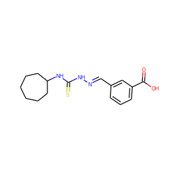 O=C(O)c1cccc(/C=N/NC(=S)NC2CCCCCC2)c1 ZINC000028705954