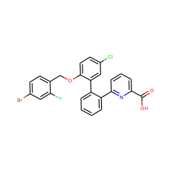 O=C(O)c1cccc(-c2ccccc2-c2cc(Cl)ccc2OCc2ccc(Br)cc2F)n1 ZINC000040874727