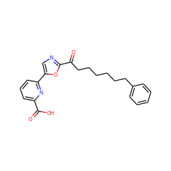 O=C(O)c1cccc(-c2cnc(C(=O)CCCCCCc3ccccc3)o2)n1 ZINC000034803644