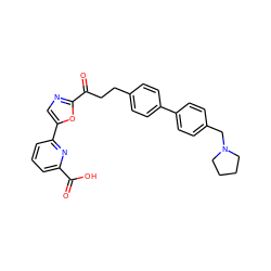 O=C(O)c1cccc(-c2cnc(C(=O)CCc3ccc(-c4ccc(CN5CCCC5)cc4)cc3)o2)n1 ZINC000029136016