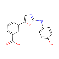 O=C(O)c1cccc(-c2cnc(Nc3ccc(O)cc3)o2)c1 ZINC000049045428