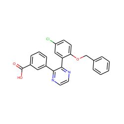 O=C(O)c1cccc(-c2nccnc2-c2cc(Cl)ccc2OCc2ccccc2)c1 ZINC000040564784