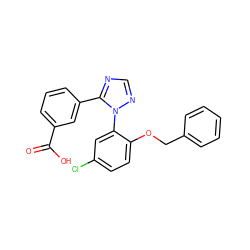 O=C(O)c1cccc(-c2ncnn2-c2cc(Cl)ccc2OCc2ccccc2)c1 ZINC000040564382