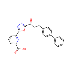 O=C(O)c1cccc(-c2nnc(C(=O)CCc3ccc(-c4ccccc4)cc3)o2)n1 ZINC000040395064