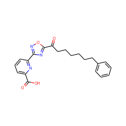 O=C(O)c1cccc(-c2noc(C(=O)CCCCCCc3ccccc3)n2)n1 ZINC000040881452