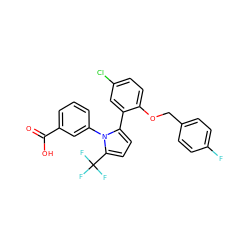 O=C(O)c1cccc(-n2c(-c3cc(Cl)ccc3OCc3ccc(F)cc3)ccc2C(F)(F)F)c1 ZINC000040565396