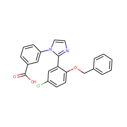 O=C(O)c1cccc(-n2ccnc2-c2cc(Cl)ccc2OCc2ccccc2)c1 ZINC000040564792