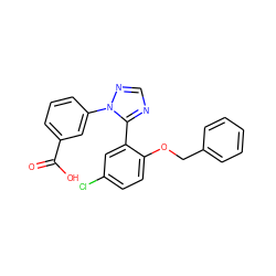 O=C(O)c1cccc(-n2ncnc2-c2cc(Cl)ccc2OCc2ccccc2)c1 ZINC000040763984