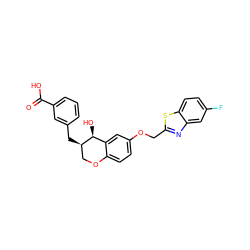 O=C(O)c1cccc(C[C@@H]2COc3ccc(OCc4nc5cc(F)ccc5s4)cc3[C@@H]2O)c1 ZINC000028769972