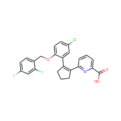 O=C(O)c1cccc(C2=C(c3cc(Cl)ccc3OCc3ccc(F)cc3F)CCC2)n1 ZINC000003818373