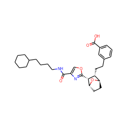 O=C(O)c1cccc(CC[C@@H]2[C@H]3CC[C@@H](O3)[C@@H]2c2nc(C(=O)NCCCCC3CCCCC3)co2)c1 ZINC000169367939