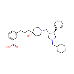 O=C(O)c1cccc(CCCC2(O)CCN(C[C@H]3CN(CC4CCCCC4)C[C@@H]3c3ccccc3)CC2)c1 ZINC000013819408