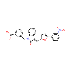 O=C(O)c1cccc(CN2C(=O)/C(=C/c3ccc(-c4cccc([N+](=O)[O-])c4)o3)c3ccccc32)c1 ZINC000096270371