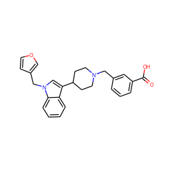 O=C(O)c1cccc(CN2CCC(c3cn(Cc4ccoc4)c4ccccc34)CC2)c1 ZINC000028368976