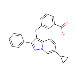 O=C(O)c1cccc(Cc2c(-c3ccccc3)nn3cc(C4CC4)ccc23)n1 ZINC000216341131