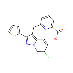 O=C(O)c1cccc(Cc2c(-c3cccs3)nn3cc(Cl)ccc23)n1 ZINC001772601421