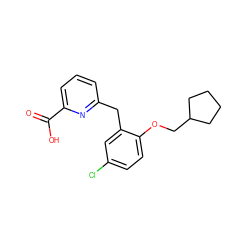 O=C(O)c1cccc(Cc2cc(Cl)ccc2OCC2CCCC2)n1 ZINC000040394847