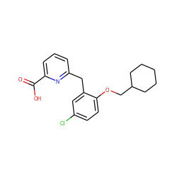 O=C(O)c1cccc(Cc2cc(Cl)ccc2OCC2CCCCC2)n1 ZINC000040893887