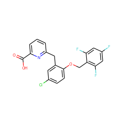 O=C(O)c1cccc(Cc2cc(Cl)ccc2OCc2c(F)cc(F)cc2F)n1 ZINC000038253933