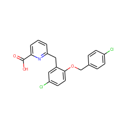 O=C(O)c1cccc(Cc2cc(Cl)ccc2OCc2ccc(Cl)cc2)n1 ZINC000040878703