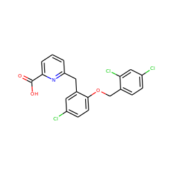 O=C(O)c1cccc(Cc2cc(Cl)ccc2OCc2ccc(Cl)cc2Cl)n1 ZINC000034642833