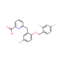 O=C(O)c1cccc(Cc2cc(Cl)ccc2OCc2ccc(F)cc2F)n1 ZINC000038253496