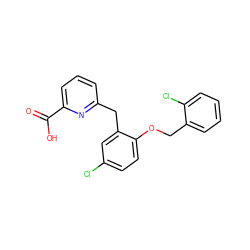 O=C(O)c1cccc(Cc2cc(Cl)ccc2OCc2ccccc2Cl)n1 ZINC000040876085