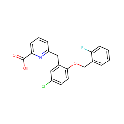 O=C(O)c1cccc(Cc2cc(Cl)ccc2OCc2ccccc2F)n1 ZINC000038279631