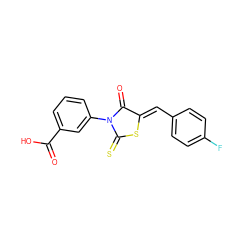 O=C(O)c1cccc(N2C(=O)/C(=C/c3ccc(F)cc3)SC2=S)c1 ZINC000000966733