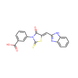 O=C(O)c1cccc(N2C(=O)/C(=C/c3nc4ccccc4[nH]3)SC2=S)c1 ZINC000002340654