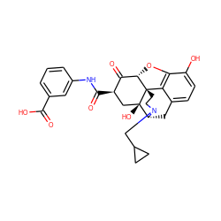 O=C(O)c1cccc(NC(=O)[C@@H]2C[C@@]3(O)[C@H]4Cc5ccc(O)c6c5[C@@]3(CCN4CC3CC3)[C@@H](O6)C2=O)c1 ZINC000169694469
