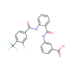 O=C(O)c1cccc(NC(=O)c2ccccc2NC(=O)c2ccc(C(F)(F)F)c(F)c2)c1 ZINC000299822033