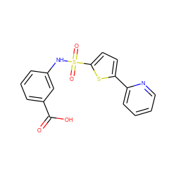 O=C(O)c1cccc(NS(=O)(=O)c2ccc(-c3ccccn3)s2)c1 ZINC000114594473