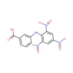 O=C(O)c1cccc(Nc2c([N+](=O)[O-])cc([N+](=O)[O-])cc2[N+](=O)[O-])c1 ZINC000017574343