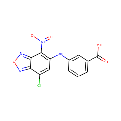 O=C(O)c1cccc(Nc2cc(Cl)c3nonc3c2[N+](=O)[O-])c1 ZINC000004048177