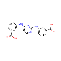 O=C(O)c1cccc(Nc2ccnc(Nc3cccc(C(=O)O)c3)n2)c1 ZINC000009245306