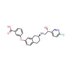 O=C(O)c1cccc(Oc2ccc3c(c2)C[C@@H](NC[C@H](O)c2ccc(Cl)nc2)CC3)c1 ZINC000040867328