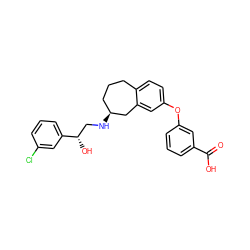 O=C(O)c1cccc(Oc2ccc3c(c2)C[C@@H](NC[C@H](O)c2cccc(Cl)c2)CCC3)c1 ZINC000040425232