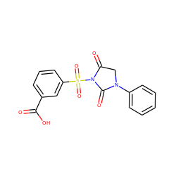 O=C(O)c1cccc(S(=O)(=O)N2C(=O)CN(c3ccccc3)C2=O)c1 ZINC000013763584